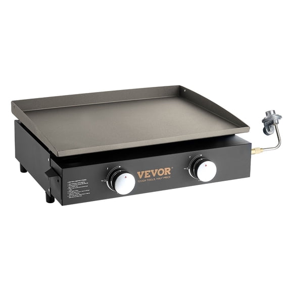 Commercial Griddle 22.4 Inch Heavy Duty Manual Flat Top Griddle Countertop Gas Grill with Non Stick Cooking Plate Steel Natural Gas Griddle H Shaped Burner Restaurant Portable Grill 13000 BTU