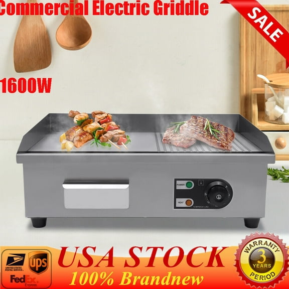Commercial Griddle 22 in Electric Griddle - Non Stick, Adjustable Temperature, Easy Cleanup