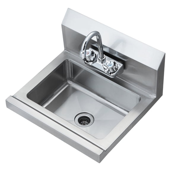 Commercial Hand Sink with Faucet, NSF Stainless Steel Sink for Washing, Wall Mount Hand Basin, Utility Sink for Restaurant, Kitchen, Garage, 17x12.8 Inch
