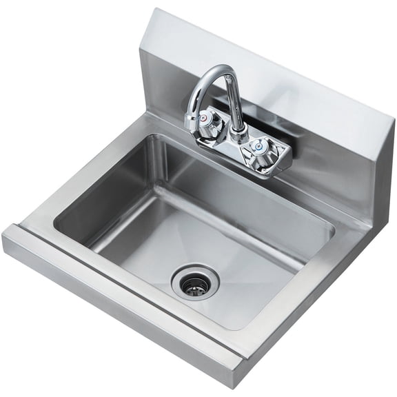 Commercial Hand Sink with Faucet, NSF Stainless Steel Wash Basin, Wall Mount Utility Sink for Kitchen, Restaurant, Garage, 17x12.8 Inch