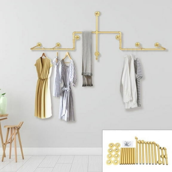 Clothing Rack Wall Mounted Garment Hanging Bar for laundry rooms boutiques
