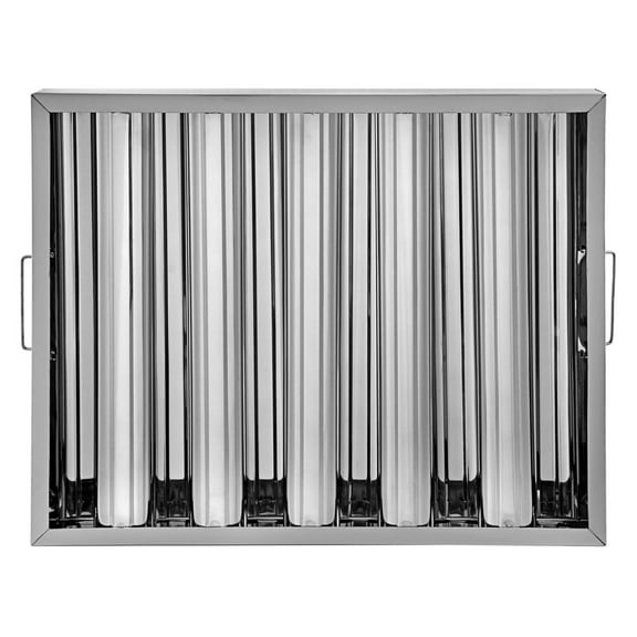 Commercial Hood Filters 6 Pack 20x16 Inch, 430 Stainless Steel Range Hood Grease Filters, 5-Groove Baffle Filters for Kitchen Exhaust Hoods