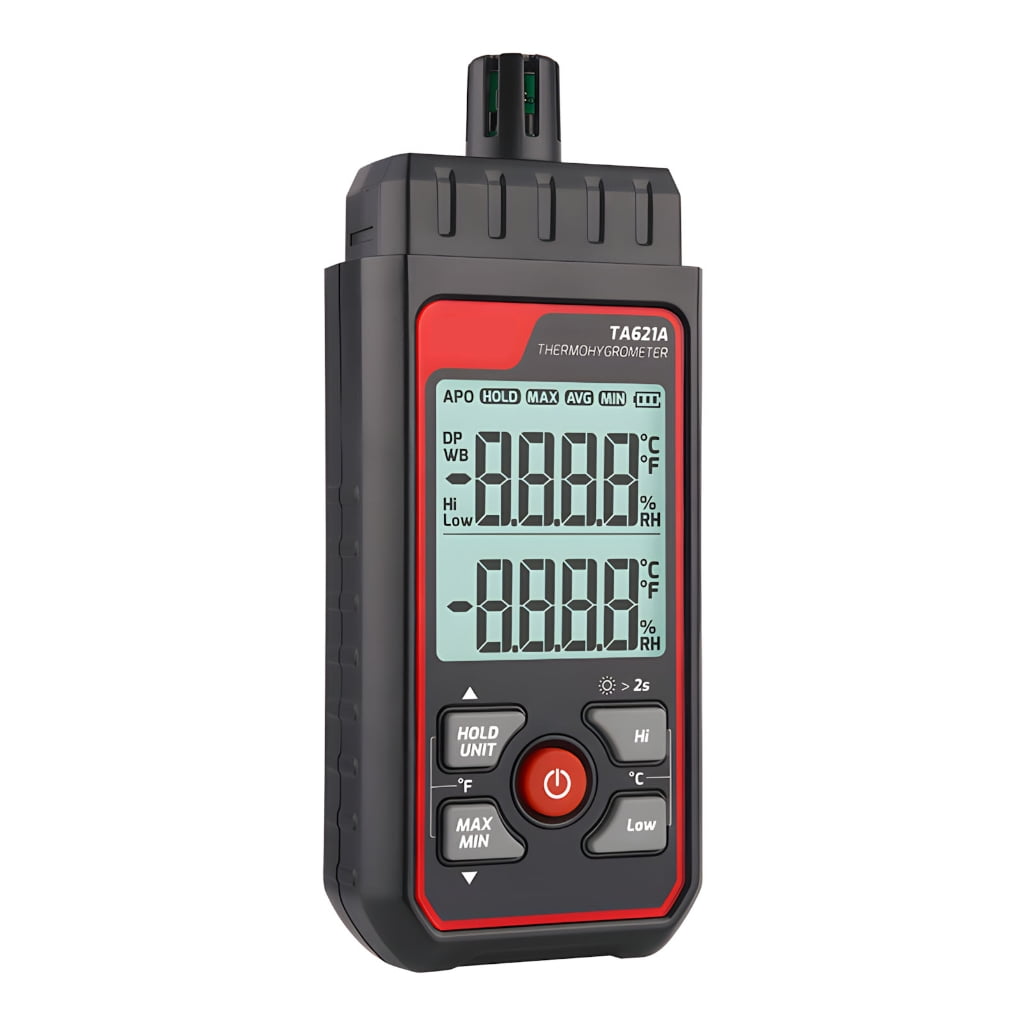 Commercial Hygrometer Thermograph Perceivable Visual Alarm Double Line Display Auto Power Away