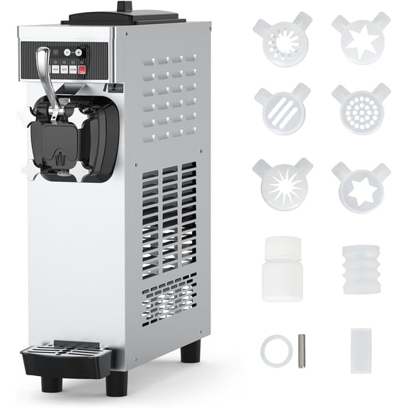 Commercial Ice Cream Maker Machine, 1200W 4.7-5.8Gal/H Auto Clean Single Flavor Soft Serve Ice Cream Machine with 7L Hoppers Countertop Ice Cream Machine for Home Bars and Restaurants
