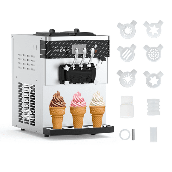 Commercial Ice Cream Maker, Merxeng 2450W Soft Serve Ice Cream Machine with LCD Display Screen for Home Bar Restaurants Snack Supermarkets