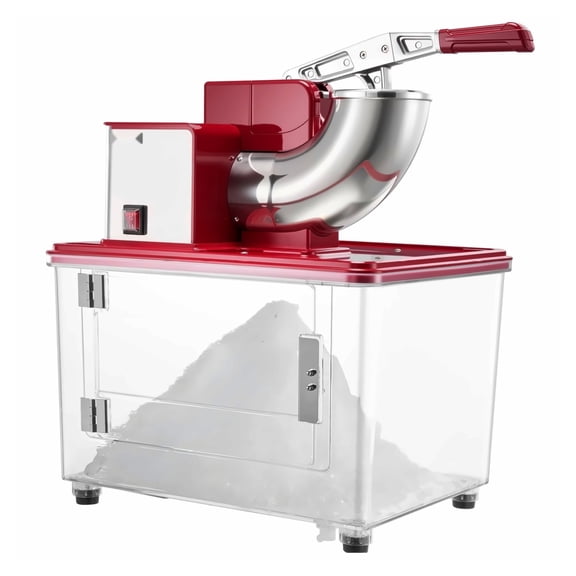 Commercial Ice Crusher 661LBS/H Electric Snow Cone Maker - Heavy Duty Shaved Ice Machine - 50L Capacity - Red