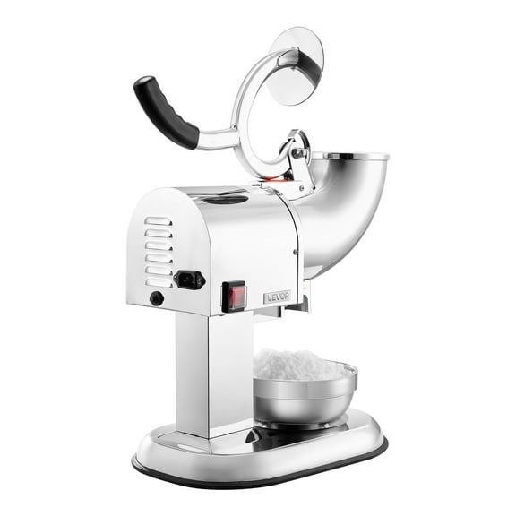 Commercial Ice Crusher Machine 440LBS/H Capacity, 350W Electric Snow Cone Maker with Stainless Steel Blades, Raised Body, Large Ice Bowl, Anti-Splash Shaved Ice Machine for Home and Business