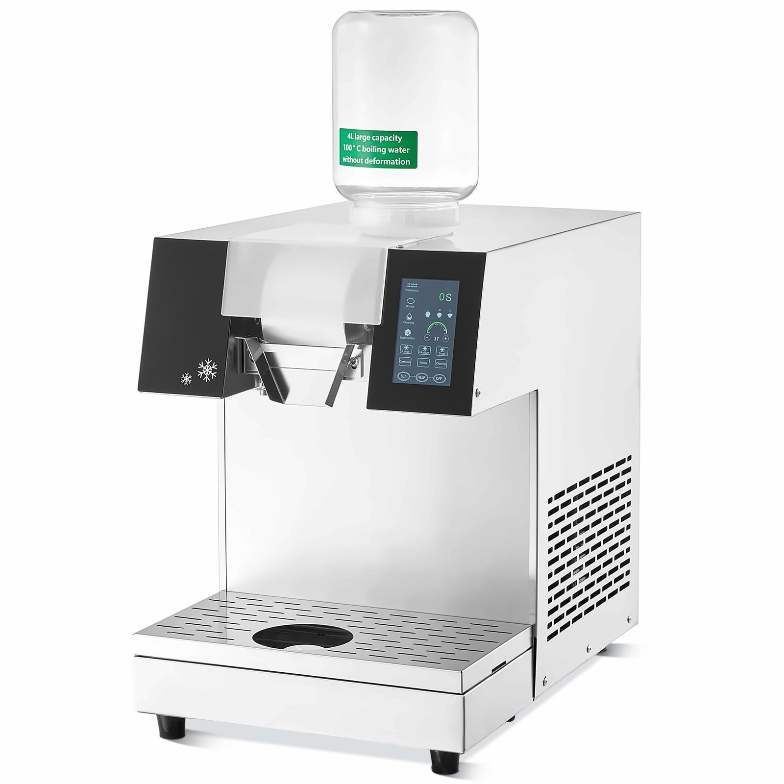 Commercial Ice Machine 507LBS/24H Stainless Steel Snowflake Ice Maker for Ice Cream & Drinks, Air-Cooled, 700W, Fast Cooling, Two 4L Baskets