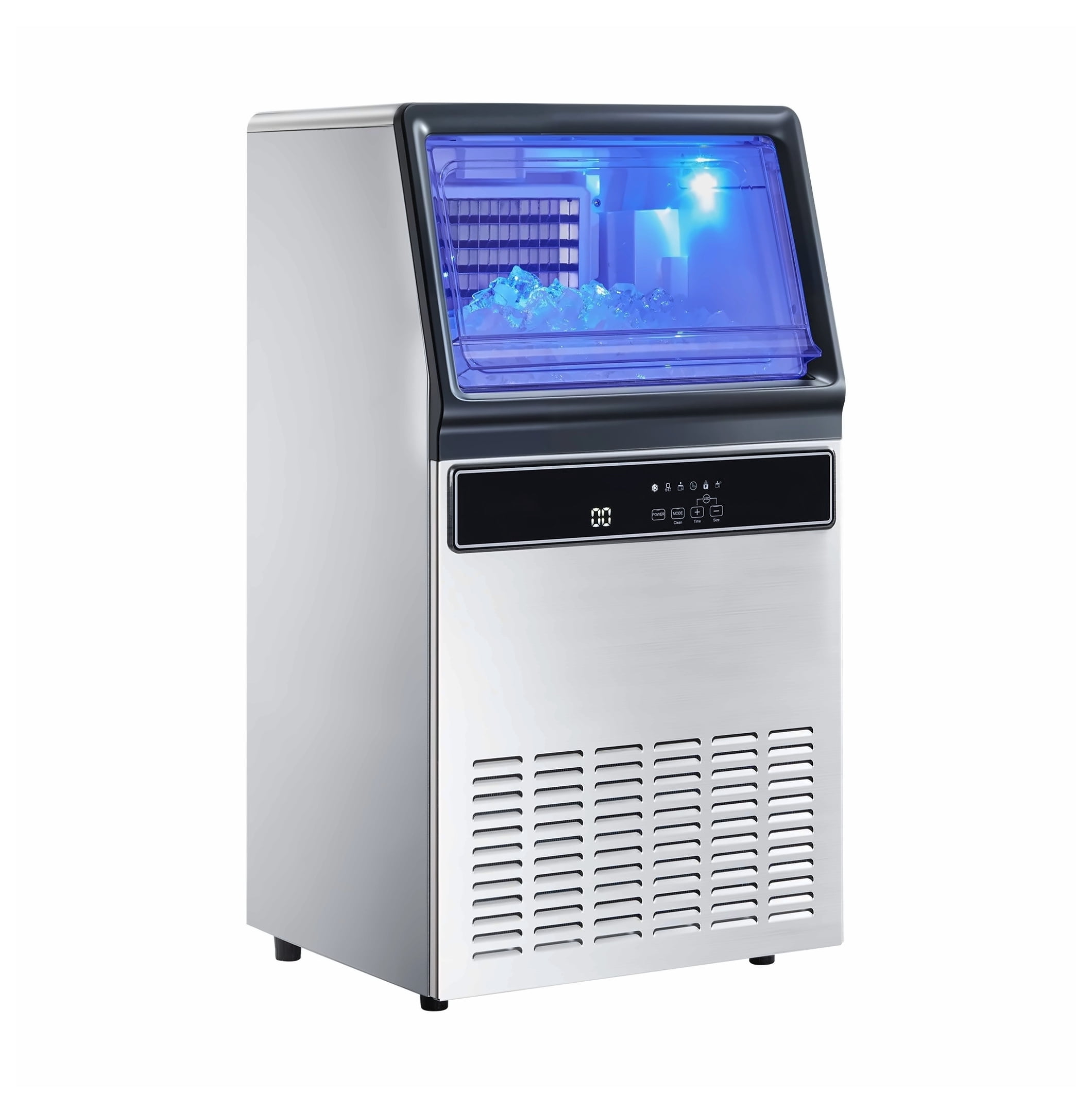 Commercial Ice Maker, 130lbs/24h, 33lbs Storage - Freestanding Ice ...