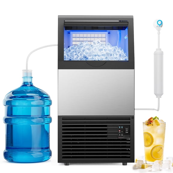 Commercial Ice Maker 150 lbs./24 H Freestanding Stainless Steel Ice Maker Full Size Cubes with 33 lbs. Storage
