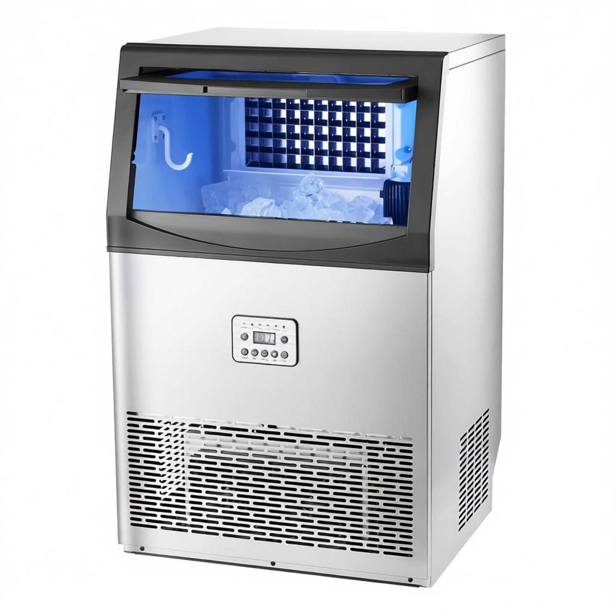 Commercial Ice Maker, 90lbs/24H, 33lbs Storage, Self-Cleaning Freestanding Ice Machine with LED Display for Restaurant Bar Office