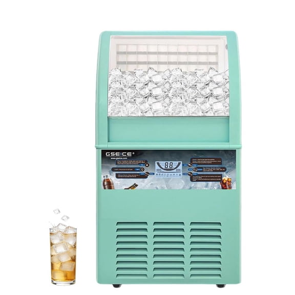 Commercial Ice Maker Machine, 100lbs/24H Ice Machine with 20lbs Storage Bin, 50 Cubes in 8-12 Mins, Small Size Freestanding/Under Counter Ice Maker, Support Gallon Bottle Water, Timer, Self-Cleaning