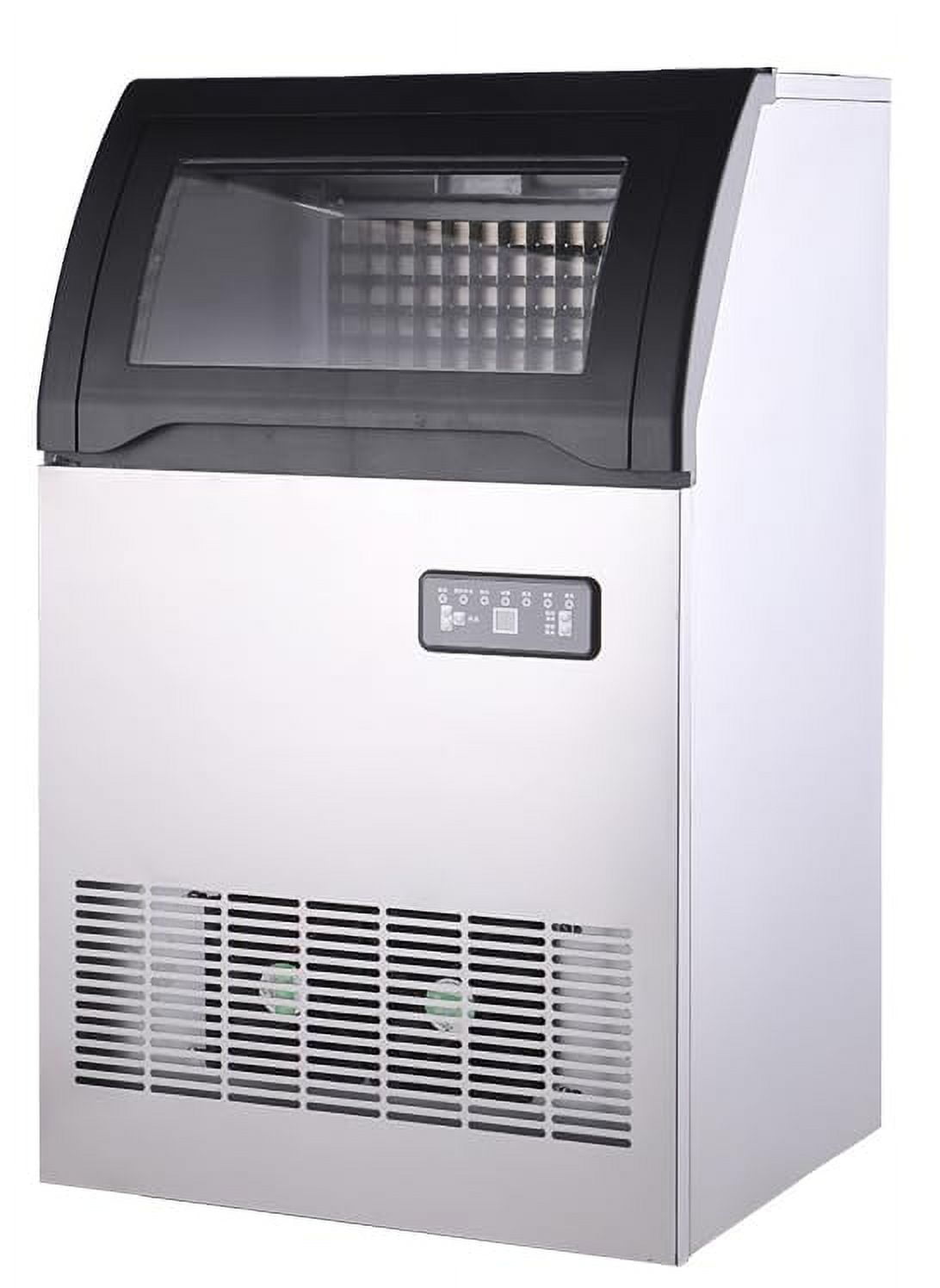Commercial Ice Maker Machine - 120lbs/24hr Rapid Ice Production, Stainless Steel, 33lbs Storage, Dual Water Intake, LED Panel, for Bars, Restaurants, Homes, Offices