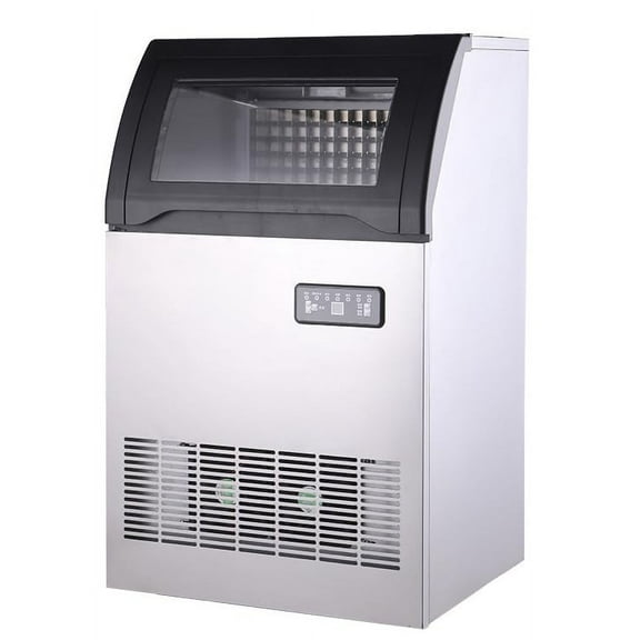 Commercial Ice Maker Machine - 120lbs/24hr Rapid Ice Production, Stainless Steel, 33lbs Storage, Dual Water Intake, LED Panel, for Bars, Restaurants, Homes, Offices
