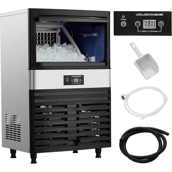 Commercial Ice Maker Machine 160lbs/24H, Stainless Steel Under Counter ice Machine with 40lbs Ice Storage Capacity, Freestanding Ice Maker(5 * 12 Ice Cube)