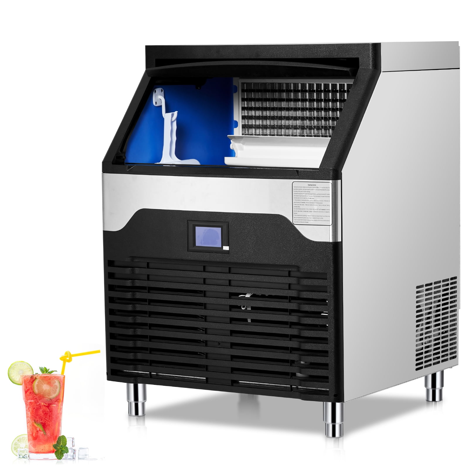 Commercial Ice Maker Machine 260 Lbs/Day, Industrial Ice Maker Under Counter with 145LBS Ice Storage Bin, Stainless Steel Clear Ice Cube Maker for Home Bar Restaurant