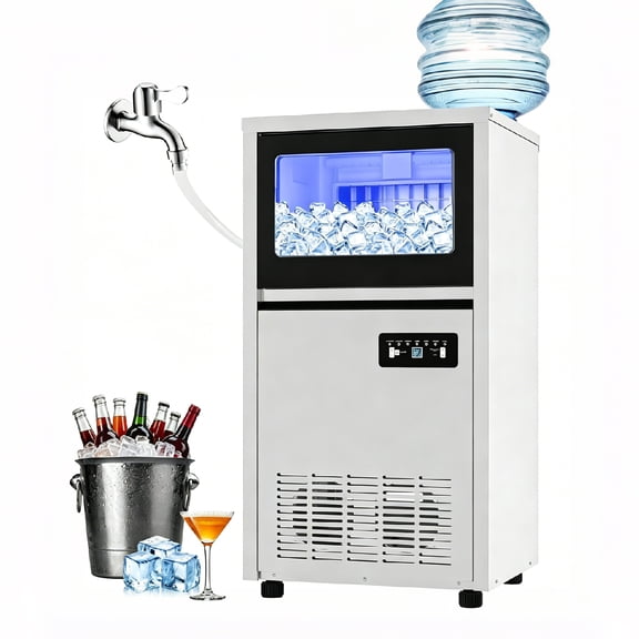 Commercial Ice Maker Machine, 36lbs Storage, 130lbs/24h