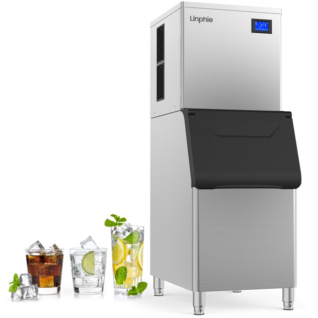 Commercial Ice Maker Machine 400Lbs/24H, Stainless Steel Clear Ice Cube