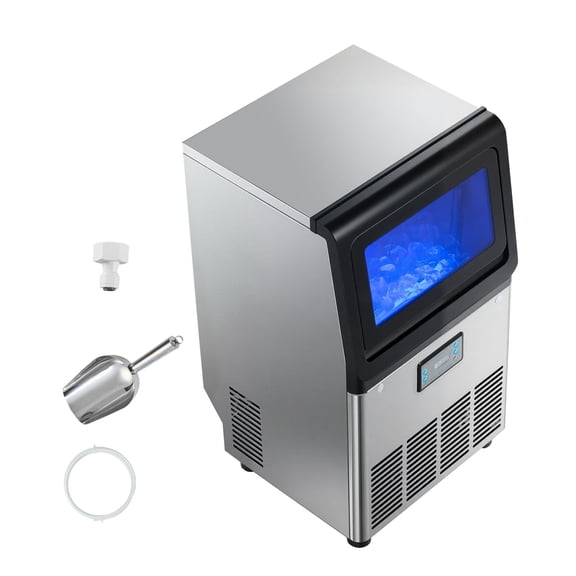 Commercial Ice Maker Machine, 80 lbs/24h with 13 lbs Storage Capacity, Countertop/Freestanding/Under Counter, Stainless Steel Ice Maker with LED Display & Self-Cleaning, for Home Bar Restaurant
