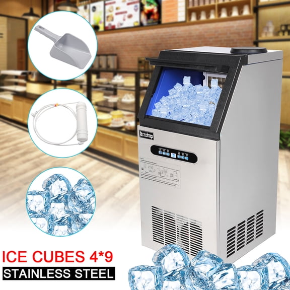 Commercial Ice Maker Machine, SEGMART Built-In Stainless Steel Ice Maker w/24 lb Storage Capacity, 110lbs/24h, Ideal for Home, Restaurant, Bar, Hotel, Grocery store, Silver, S11479