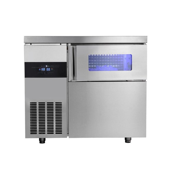Commercial Ice Maker Machine with Worktop, 265 Lbs/24H Stainless Steel Freestanding Ice Machine with 66 Lbs Storage Bin, 126 Cubes/Cycle, Ac 115V