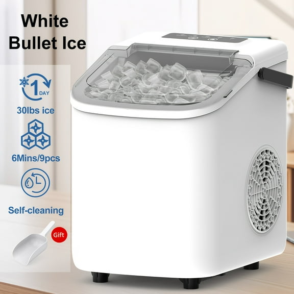 Commercial Ice Maker Portable with Automatic Cleaning Function Produces 26 Pounds of Ice in 24 Hours and 9 Ice Cubes in 6 Minutes Suitable for Home Kitchen and CampingDimensions11.77 * 11.24 * 8.90in