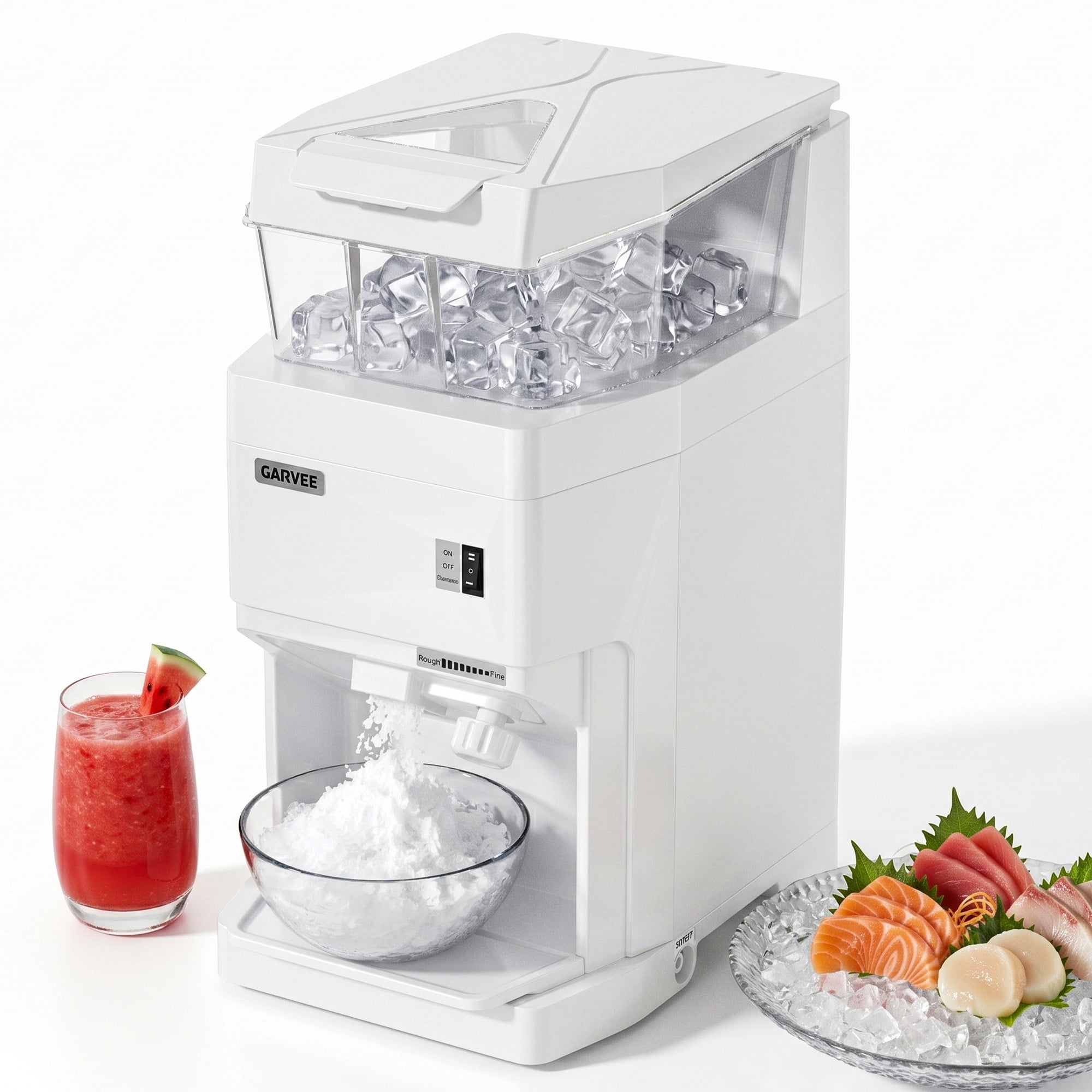 Commercial Ice Shaver 900LBS/H 480W Electric Ice Crusher - Snow Cone Maker, 320RPM Tabletop Ice Shaving Machine with 1.85Gal Hopper & Stainless Steel Blade , Large Capacity - White