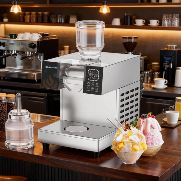 Commercial Ice Shaver Machine with 10 Adjustable Speeds, 3-Second Fast Shaving Snow Cone Maker with 304 Stainless Steel, Electric Shaved Ice Machine for Home, Restaurant & Caf Use Air Cooling, 180kg