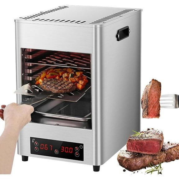 Commercial Indoor Steak Grill/Electric Steak Broiler - 30 Min Time/8 Gears Temperature Adjustable(100-800),8-Layer Portable Countertop Oven for Beef Chicken Vegetables,1700w