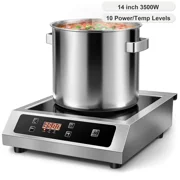 Commercial Induction Cooktop 3500W Induction Burner with Sensor Touch and LCD Screen,ETL-Certified Single Electric Burner,Ten level precise temperature control, Large 8  Heating Coil