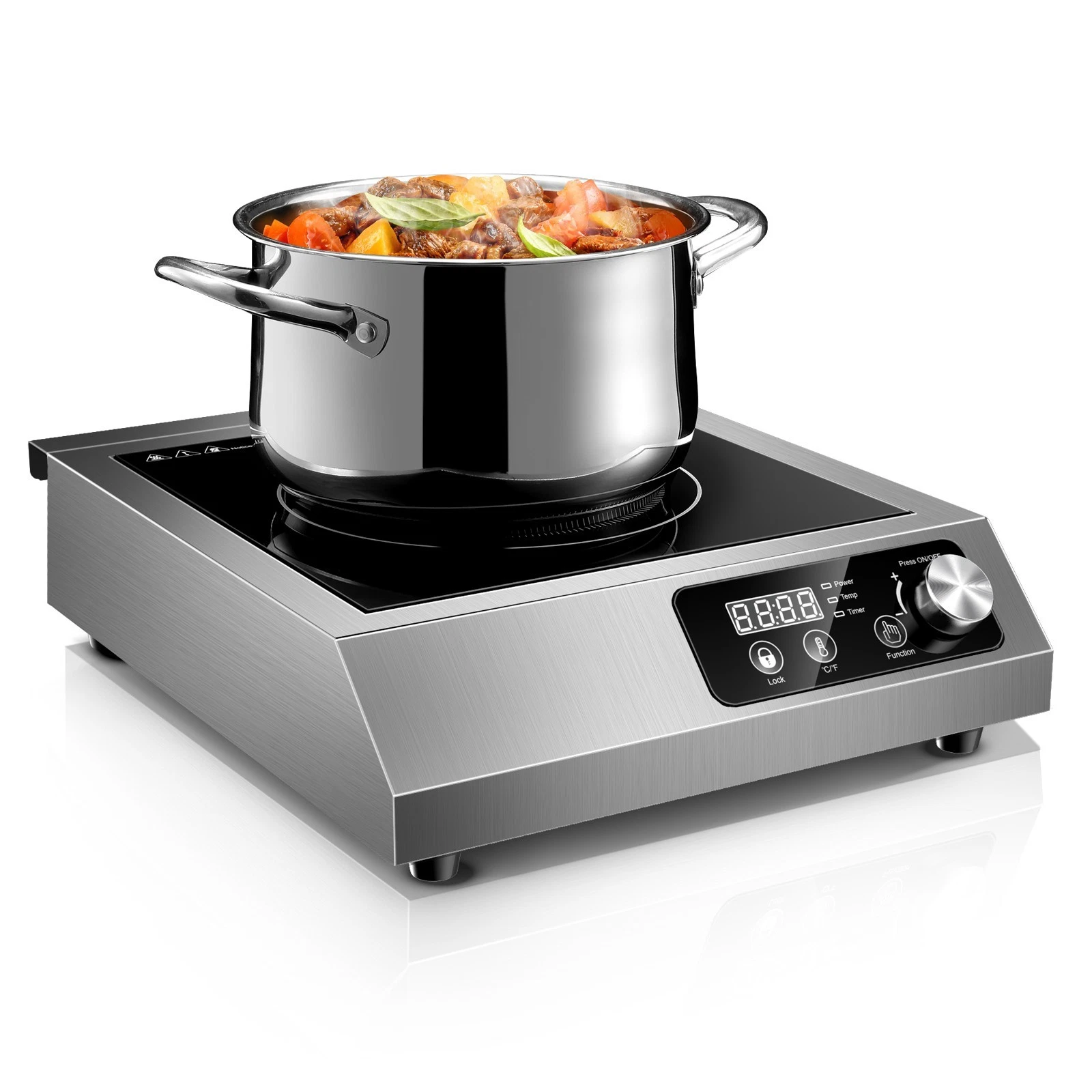 Commercial Induction Cooktop,1800W Induction Burner with sensor touch, knob and LCD screen,ETL-Certified Single Electric Burner,Ten level precise temperature control,Large 8” Heating Coil