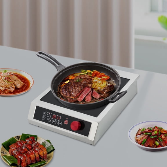 Commercial Induction Cooktop 3500W Powerful Electric Induction Burner with 10 Power Levels & 10 Temperature Settings, Digital Sensor, Stainless Steel for Home Restaurant Catering, 110-240V