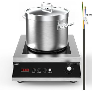 Commercial Induction Cooktop,Professional Induction Cooktop, 5000W Hot Plate with LCD Touch and Knob control 4 Hours Timer, 16 Power Levels,Auto-Shut-Off,220-240V Induction stove top No plug