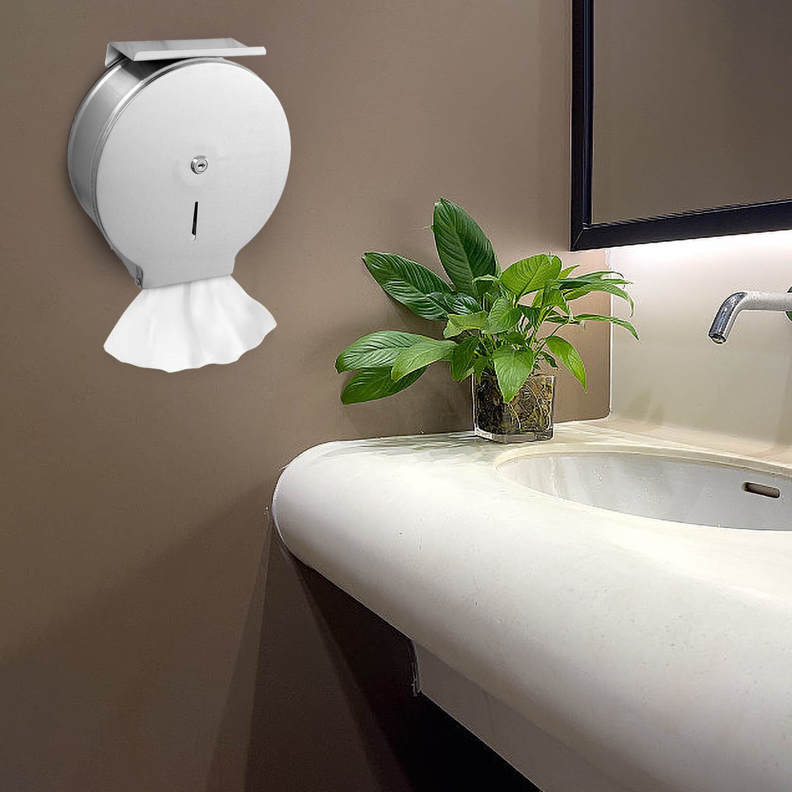 Commercial Jumbo Toilet Paper Dispenser, Wall Mount Stainless Steel 9.