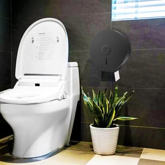 Commercial Jumbo Toilet Paper Dispenser - Wall Mount Stainless Steel 9" Roll, Lock & Key Black, Heavy-Duty Essential for Businesses/Property Managers