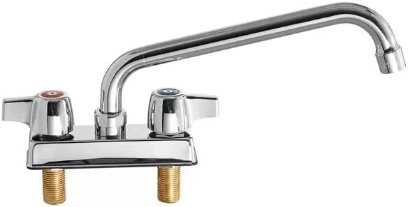 Commercial Kitchen Deck Mount Kitchen Sink Faucet 4" Center with Swivel Spout