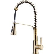 Commercial Kitchen Faucet with Dual Function Pull Down Sprayer, High-Arc Single Handle Single Lever Spring Kitchen Sink Faucet with Pull Out Sprayer,Black