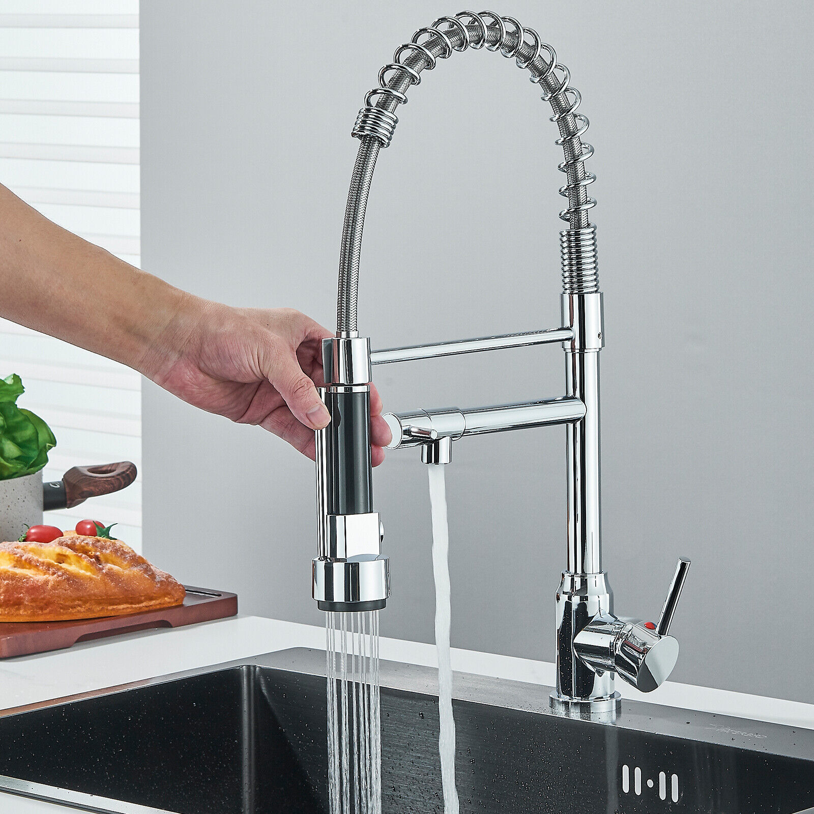 Commercial Kitchen Sink Faucet with Pull Down Sprayer Single Handle