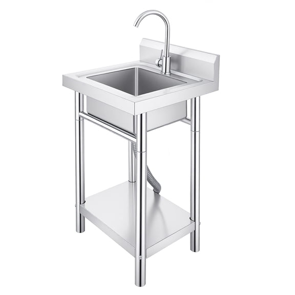 Commercial Kitchen Sink with Hot & Cold Water Pipes,Utility Sink,Indoor and Outdoor Sink for Mobile Food Truck & Home Kitchen