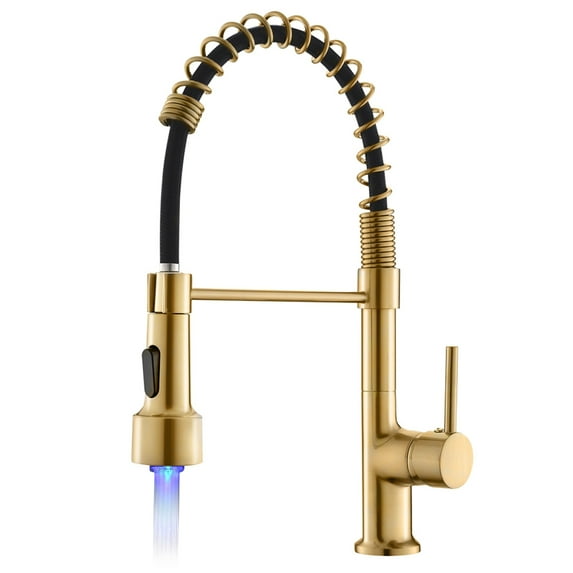 Commercial LED Kitchen Faucet with Pull Down Sprayer, Single Handle ...