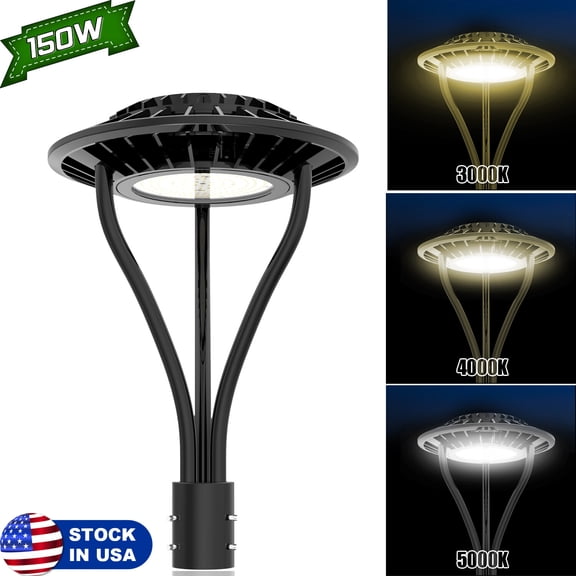Commercial LED Post Top Light 150W Photocell Outdoor Pole Light Fixture 3K/4K/5K