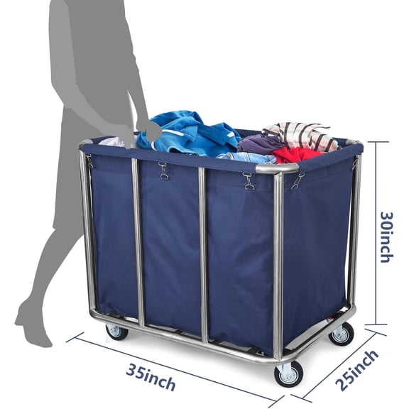Commercial Laundry Cart with Wheels - Industrial Grade, Heavy Duty, Large Laundromat Cart 440-pound Weight Capacity, 400L Volume