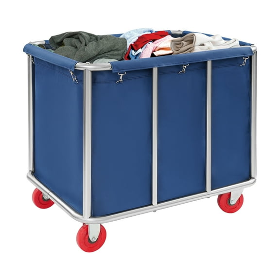 Commercial Laundry Cart with Wheels, Smooth Edge Laundry Cart, Blue Laundry Cartfor Home Hotel 90*65*80cm/35.43*25.6*31.5in