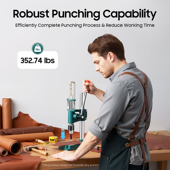 Commercial Leather Hole Puncher, Heavy-Duty Manual Press Punch Machine with Adjustable Hand Stamp Imprinting & Hole Punching Tool for Crafting