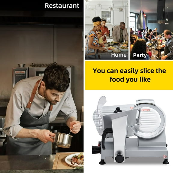 Commercial Meat Slicer,210W High Power Pure Copper Motor,Semi-Automatic Meat Cutter Equipped With Detachable Blades With A Diameter Of 220mm, Child Lock Protection,For Kitchen Restaurant Supermarket