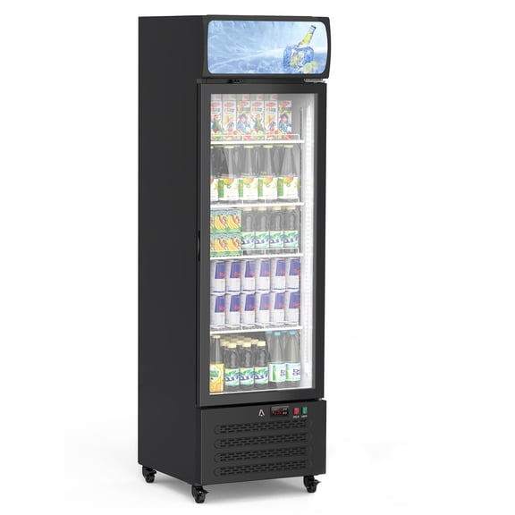 Commercial Merchandiser Refrigerator, 11.3 Cu.Ft / 320L Glass Door Beverage Refrigerator Cooler - Upright Merchandiser Fridge with 4 Adjustable Shelves