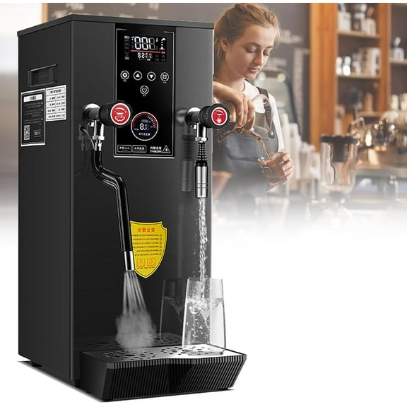 Commercial Milk Frother, 2500W Electric Steam Milk Frothing Machine,Steam Water Boiling Machine, with 2 Lcd Temperature Display