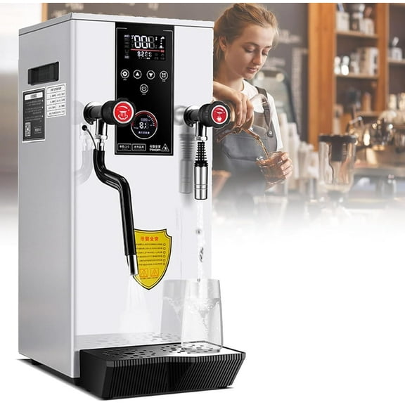 Commercial Milk Frother, 2500W Electric Steam Milk Frothing Machine,Steam Water Boiling Machine, with 2 Lcd Temperature Display