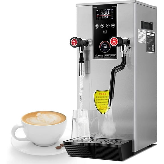 Commercial Milk Frothing Machine, 2500W Automatic Steam Boiling Water Machine, Electric Steam Milk Frother, with LCD Display, for Coffee Tea Shop