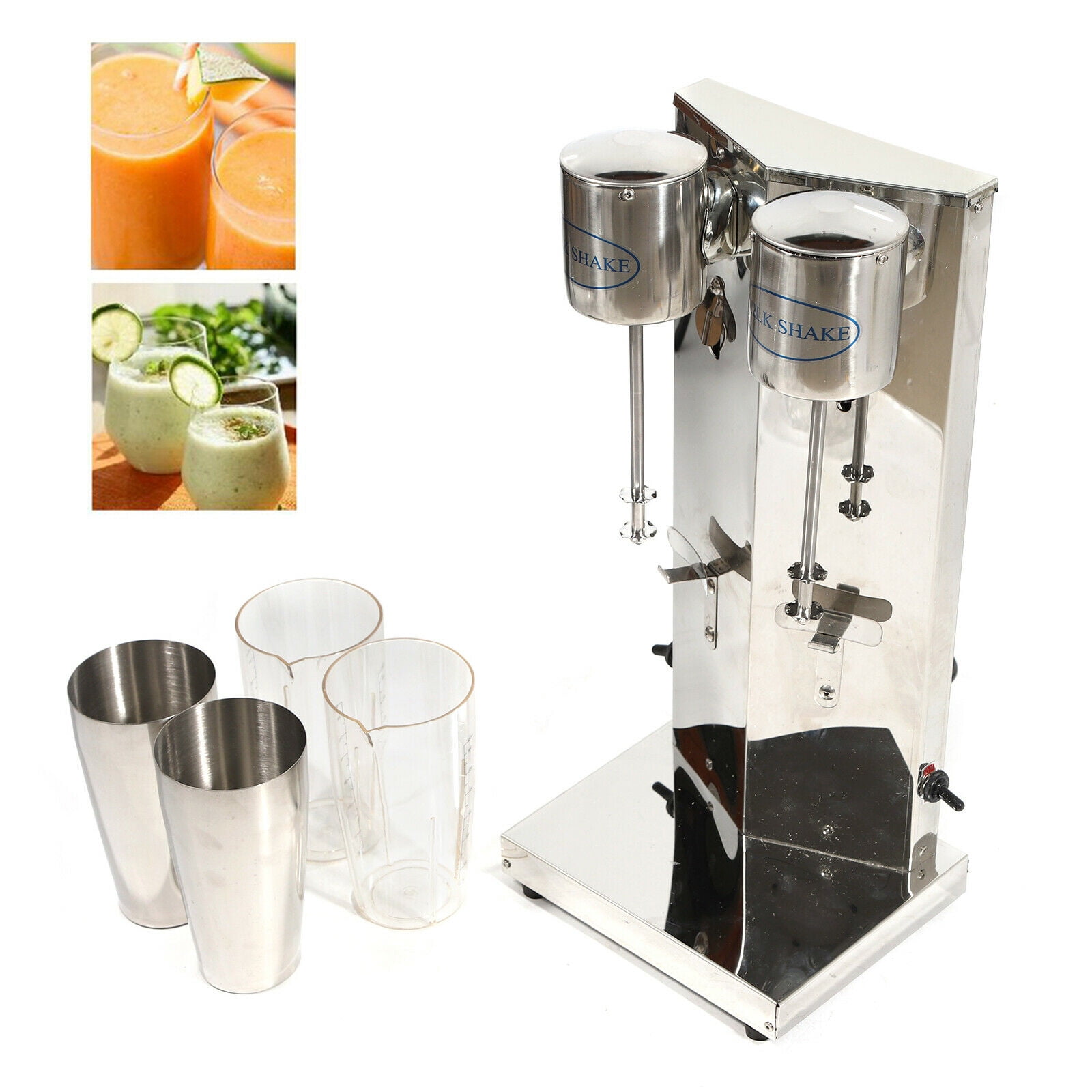 Commercial Milkshake Machine Maker Ice Cream Mixer Smoothie Frappe Double Head 2-Head Stainless Electric Milk Shaker Maker Drink Mixer Machine Smoothie Blender Commercial Stainless Milk Shake Machine
